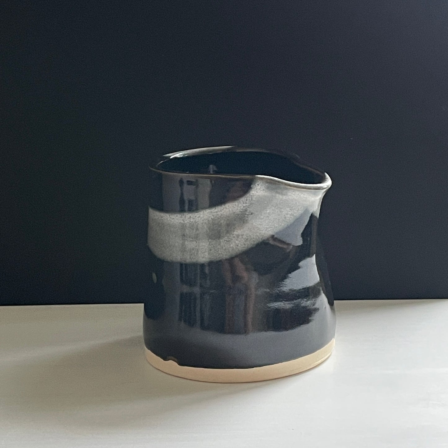 Abstract splash medium 300ml jug - unique ceramic handmade jug pourer - black, beige or acqua blue