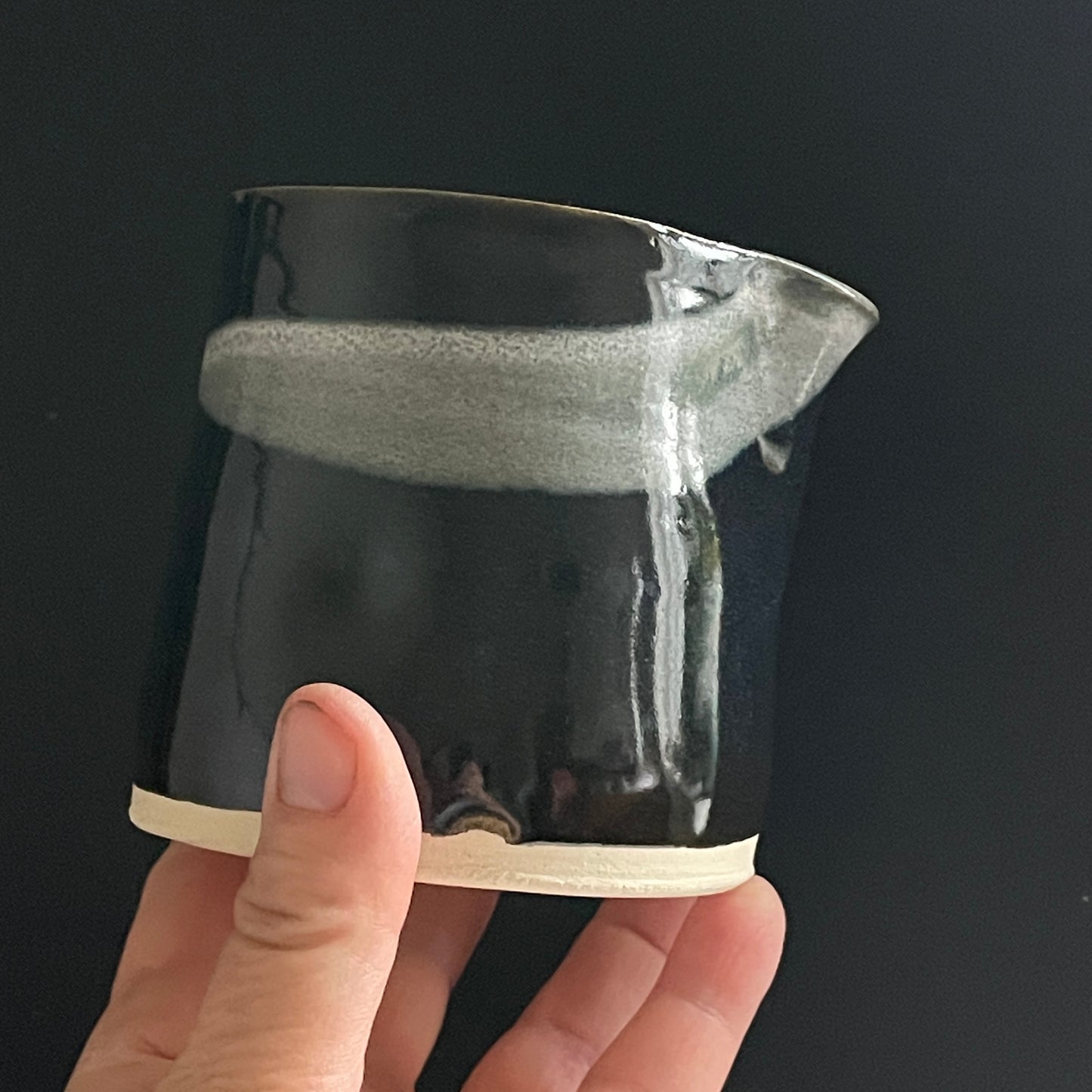 Abstract splash medium 300ml jug - unique ceramic handmade jug pourer - black, beige or acqua blue