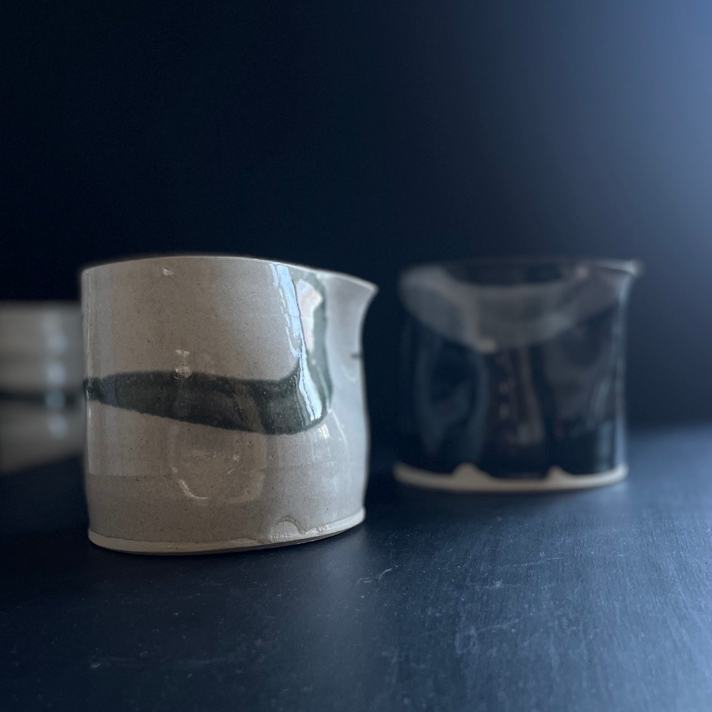 Abstract splash medium 300ml jug - unique ceramic handmade jug pourer - black, beige or acqua blue