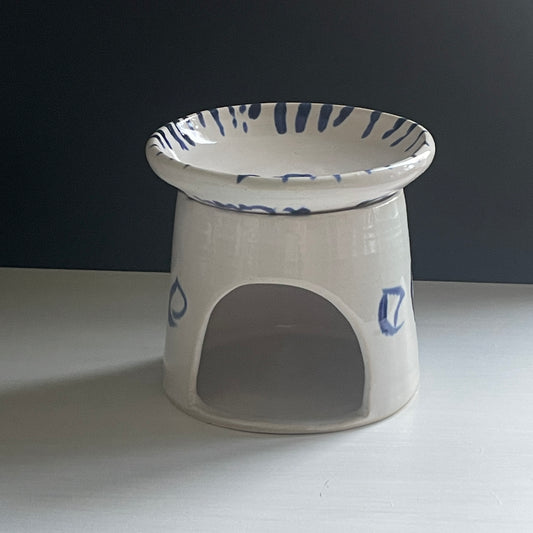 Handmade wax melt burner - unique glazed ceramic oil burner