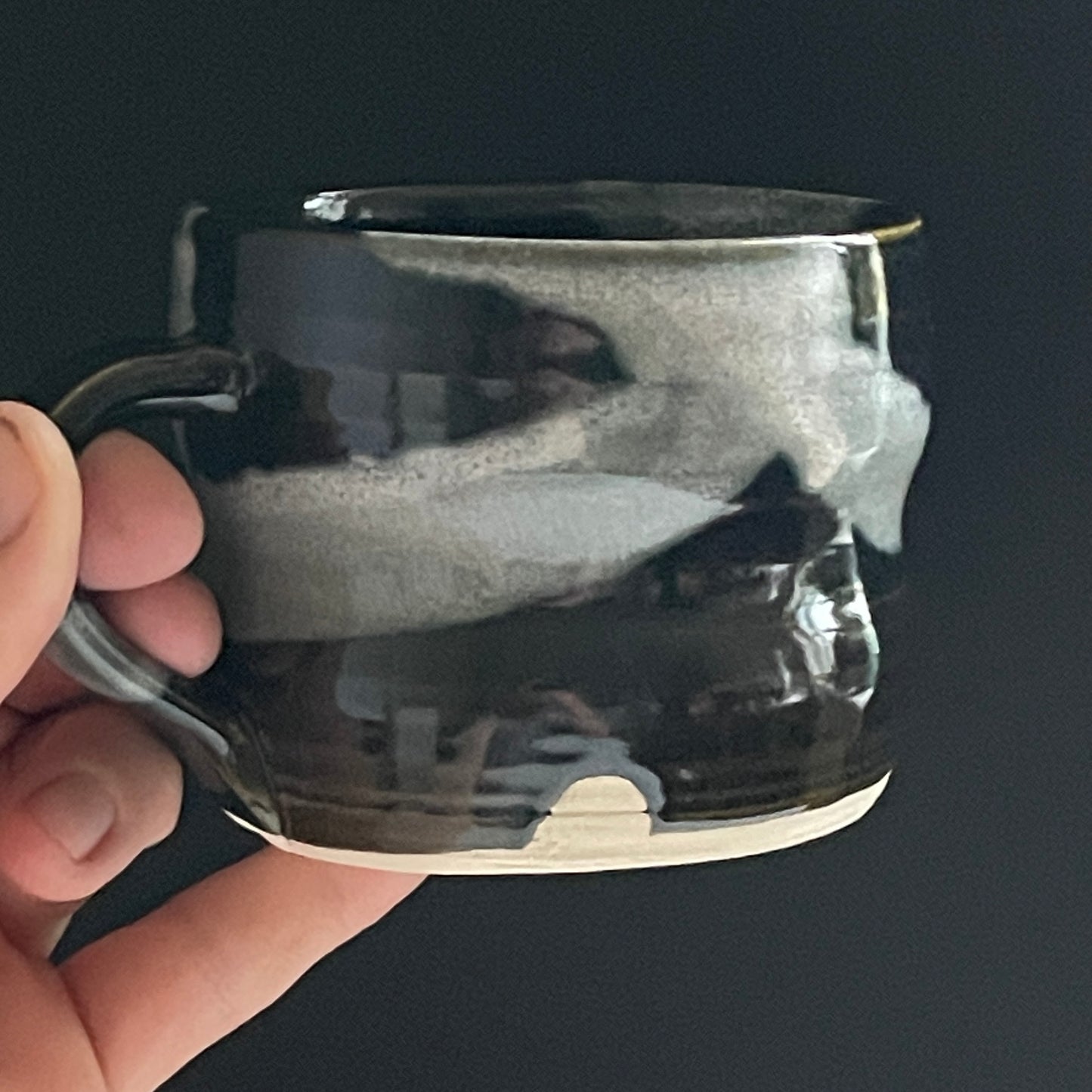 Abstract splash medium 300ml mug - unique ceramic handmade coffee mug - cream, black or acqua