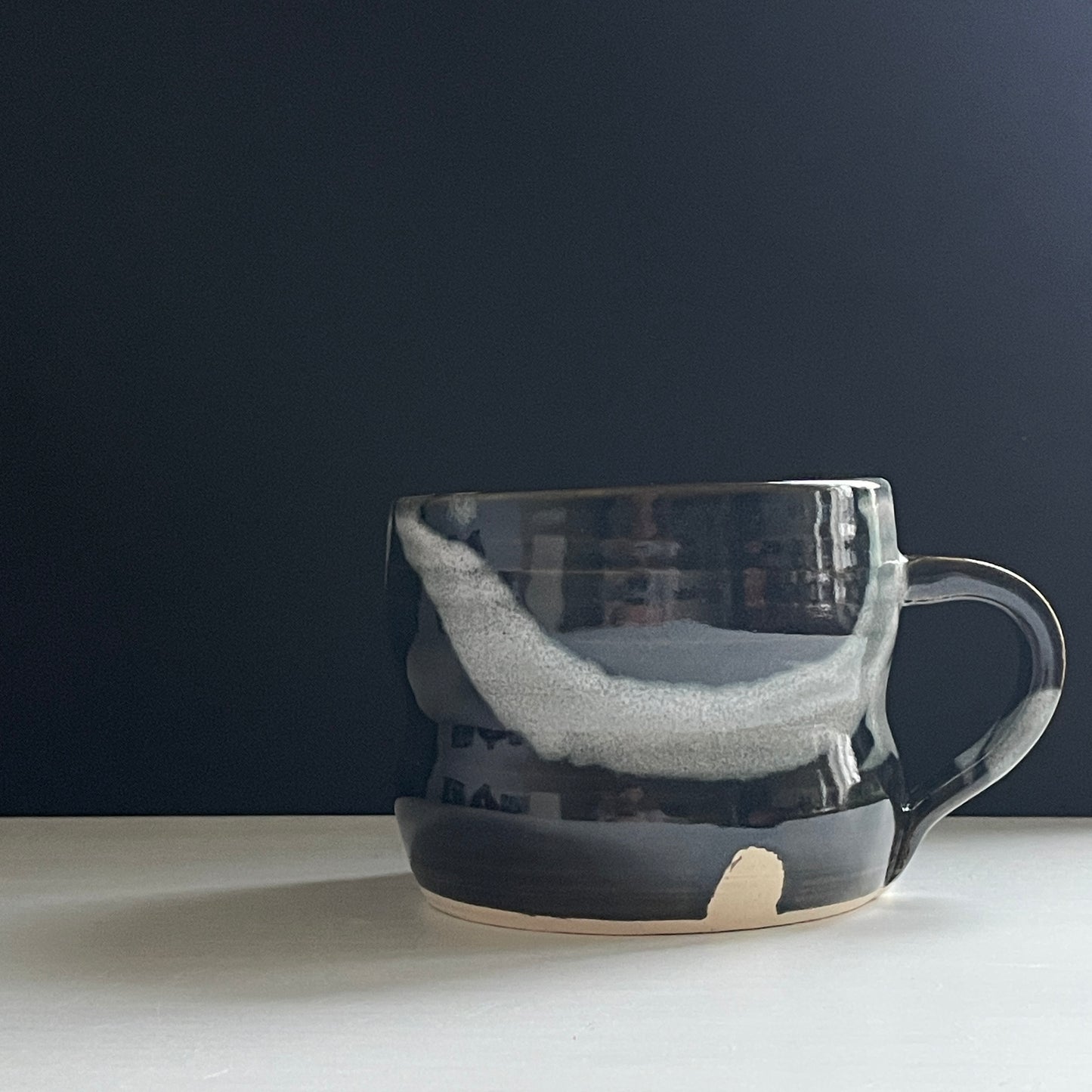 Abstract splash medium 300ml mug - unique ceramic handmade coffee mug - cream, black or acqua