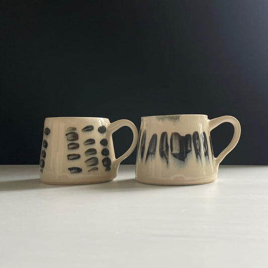 Macchiato espresso handmade unique cups - abstract stripes modern shape