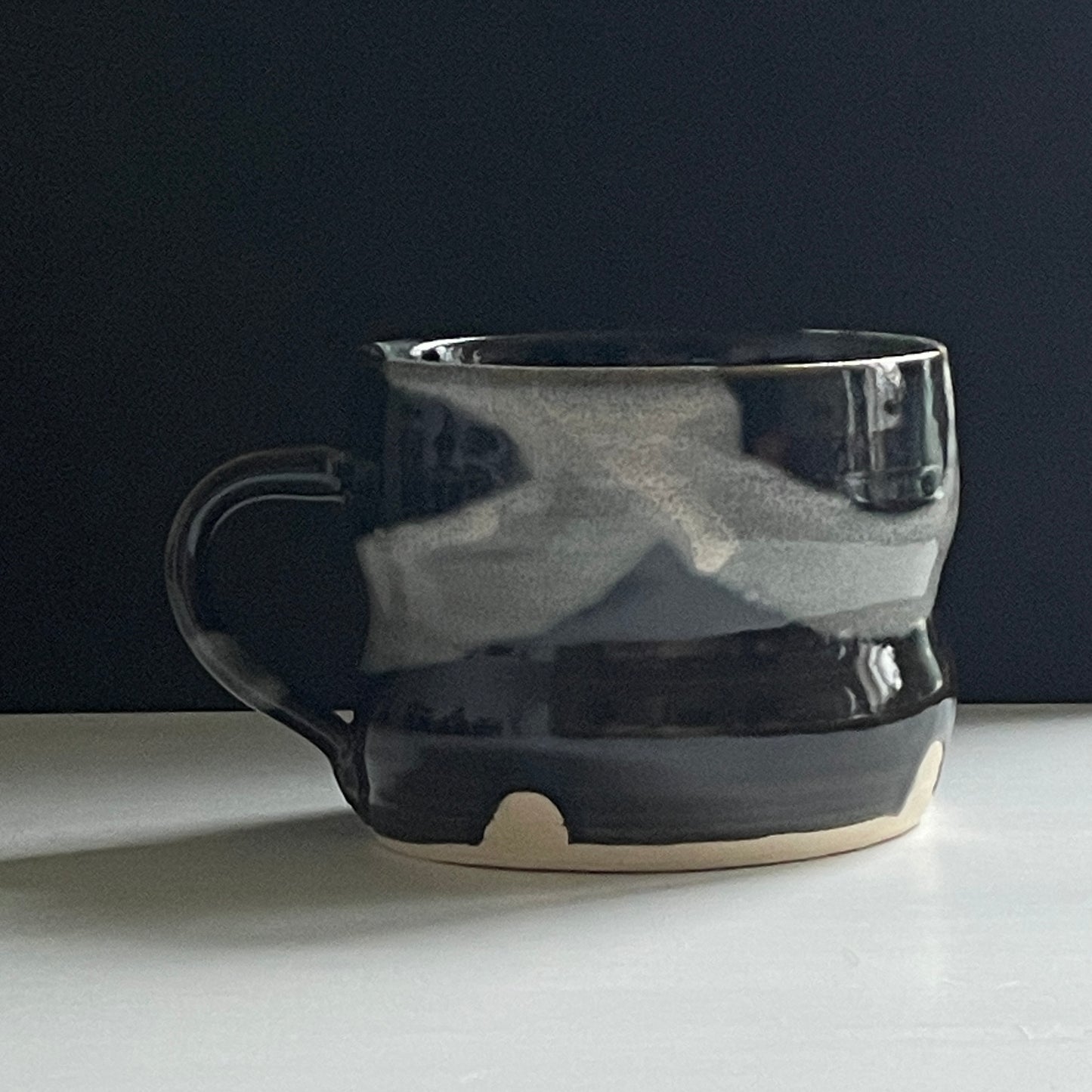 Abstract splash medium 300ml mug - unique ceramic handmade coffee mug - cream, black or acqua