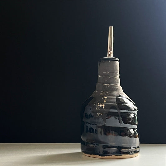 Handmade oil bottle bud vase - unique ceramic handmade gift