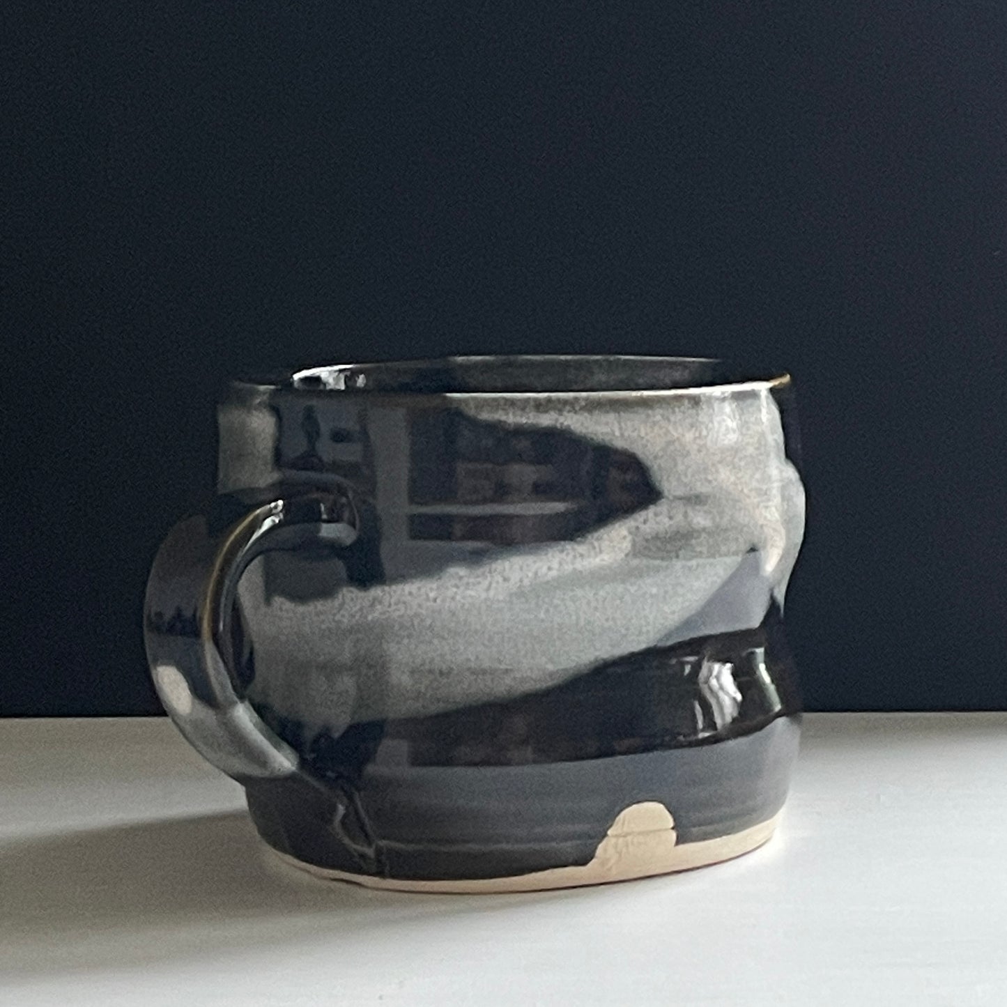 Abstract splash medium 300ml mug - unique ceramic handmade coffee mug - cream, black or acqua