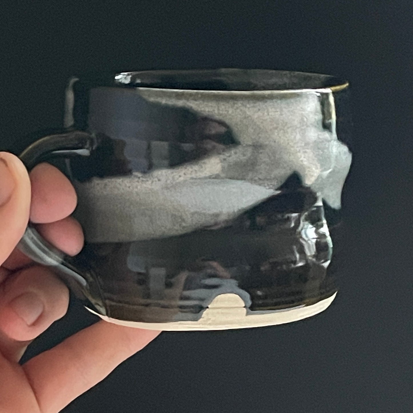 Abstract splash medium 300ml mug - unique ceramic handmade coffee mug - cream, black or acqua