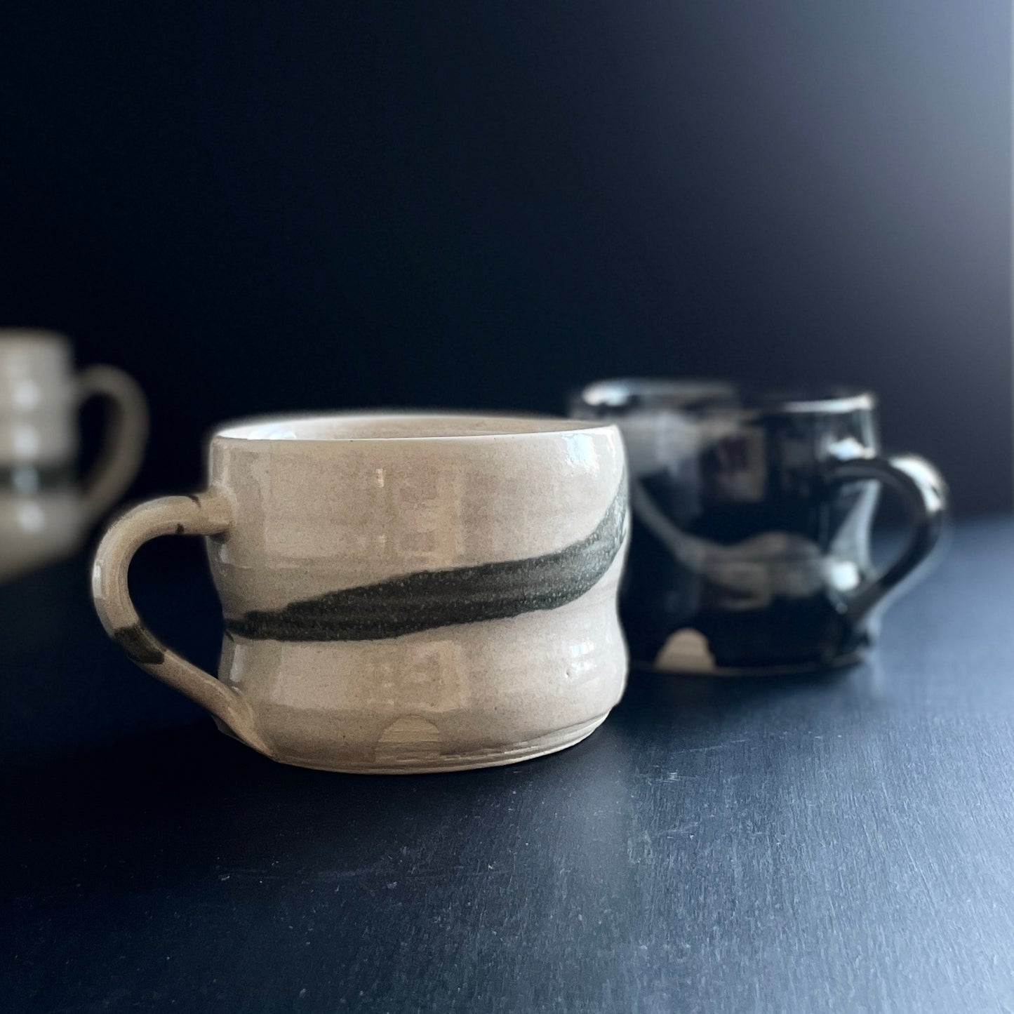 Abstract splash medium 300ml mug - unique ceramic handmade coffee mug - cream, black or acqua